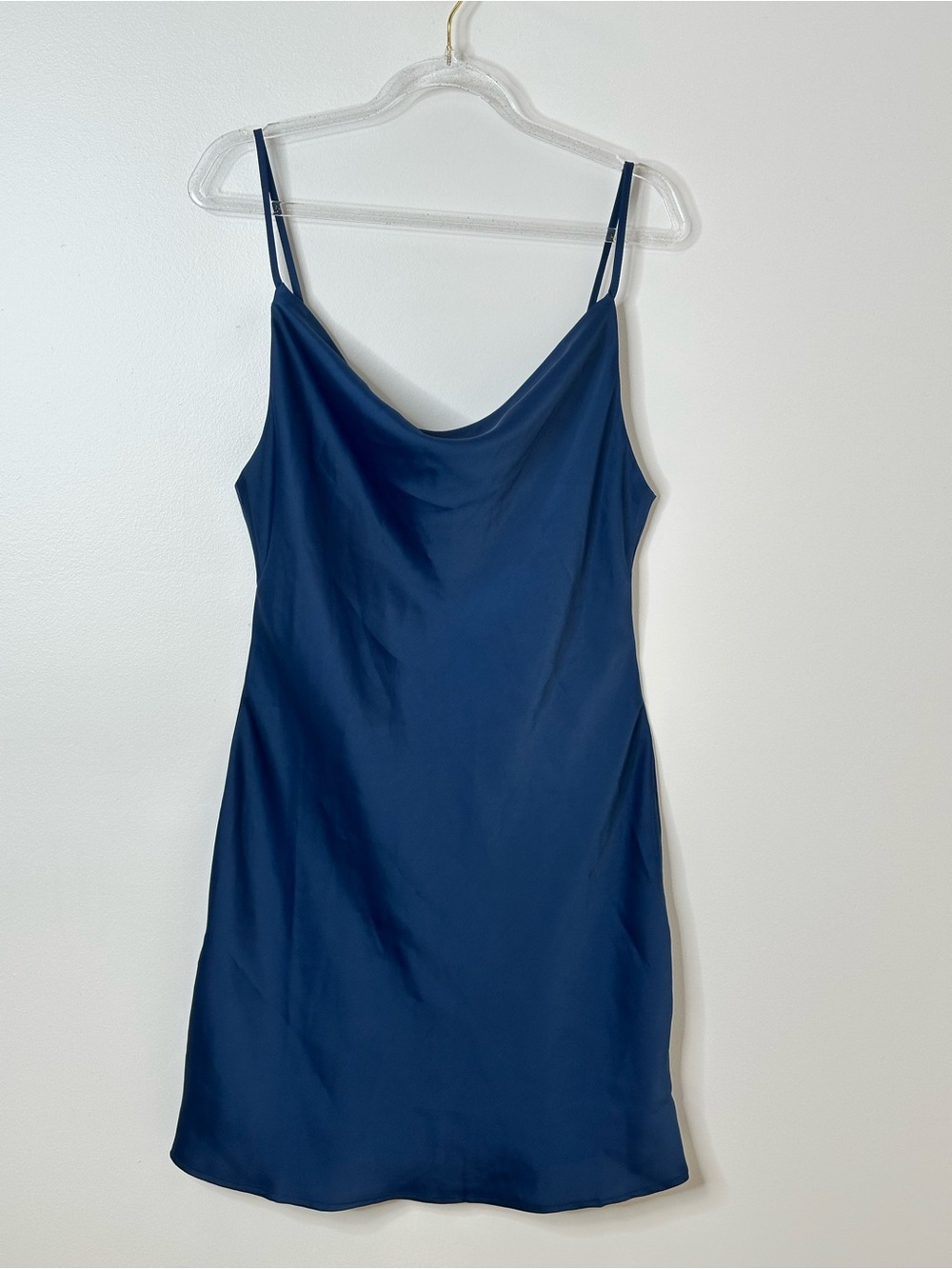 Urban Outfitters Navy Satin Cowl Neck Mini Slip Dress NWT Size M - Picture 2 of 3